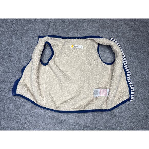 Baby Boden Sherpa Zip Up Vest Boy's 2-3 Y 98 cm Fluffy Beige Blue - Picture 3 of 7